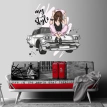 Decorative vinyl woman and retro car my style