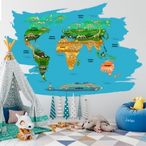 Children's or youth vinyls dinosaurs world map