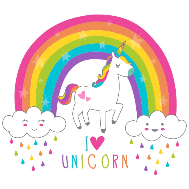 Wall stickers unicorn with rainbow and clouds