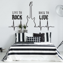 Vinyls and stickers rock and roll electrocardiogram