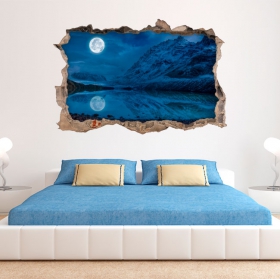 3d wall stickers full moon in winter