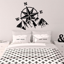 Adhesive vinyl mountains and compass rose