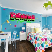 Decorative vinyl personalized names with graffiti effect