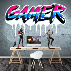 Vinyl and stickers personalized texts gamer graffiti effect