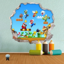 Vinyl 3d hole wall mario bros