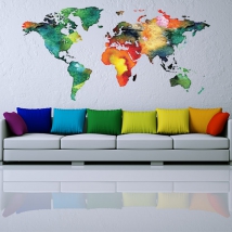 Decorative vinyls and stickers colored world map