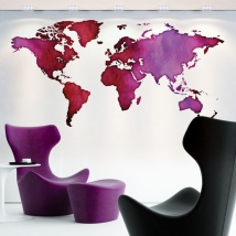 Decorative vinyl world map of colors