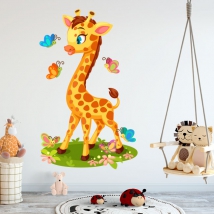 Vinyl for children or babies giraffe and butterflies