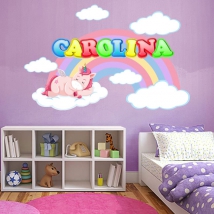 Unicorn wall decals with personalized name