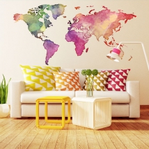 Adhesive vinyls and stickers colored world map