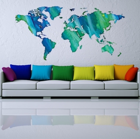 Multicolored world map vinyls and stickers