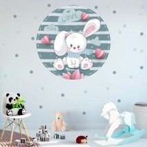 Vinyl and stickers for children or babies romantic rabbit