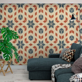 Retro wall murals with optical effect