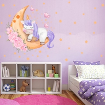 Vinyls youth or children unicorn on the moon