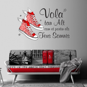 Vinyls shoes with phrase in catalan vola tan alt