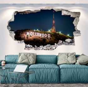 Vinyl hole wall 3d hollywood sign