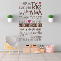 Decorative vinyl phrase live happily