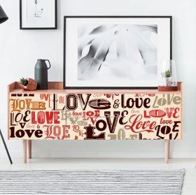 Vinyls text love to decorate furniture or drawers