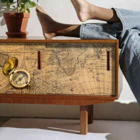 Vinyl for furniture or wardrobes world map and compass