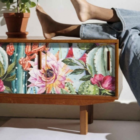 Vinyls for furniture and cabinets cacti in watercolor