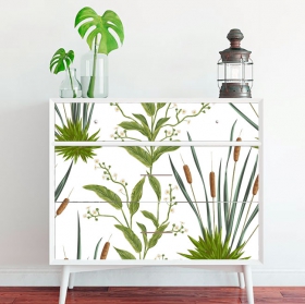 Vinyls with flowers and cattails for furniture and cabinets