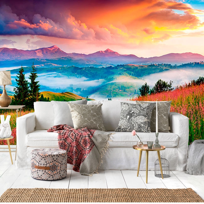 🥇 Wallpaper or wall mural landscape with mountains 🥇