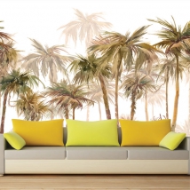 Mural or wallpaper palm trees watercolor effect