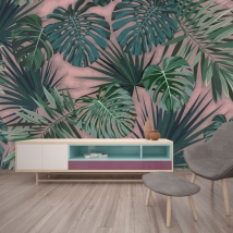 Wallpaper or photomural palm leaves and plants