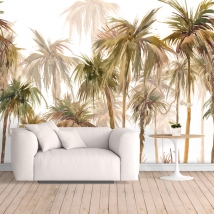 Watercolor palm trees landscape wallpaper or mural