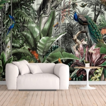 Wallpaper or mural tropical jungle butterfly bird of paradise