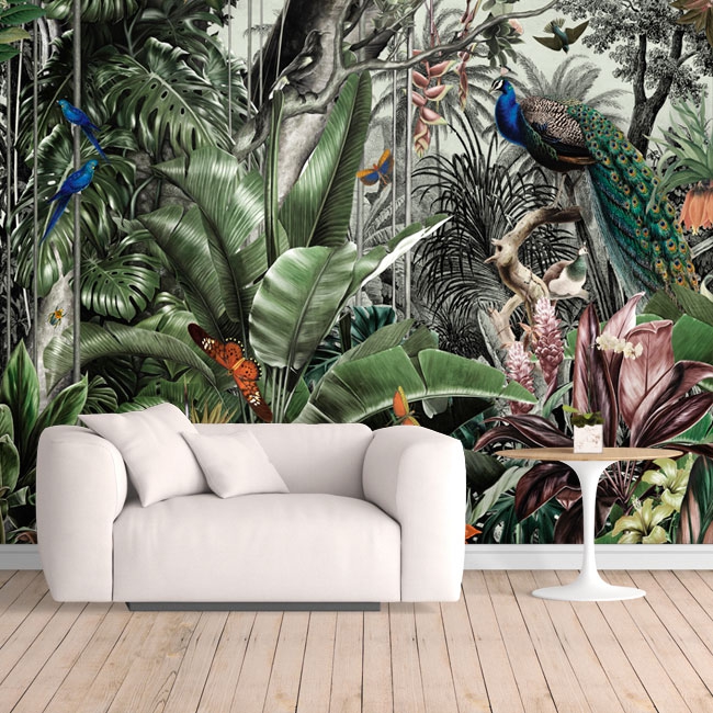 🥇 Wallpaper or mural tropical jungle butterfly bird of paradise 🥇