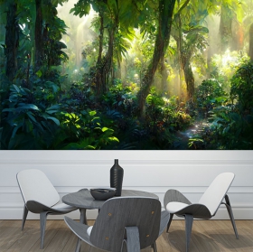 Jungle or tropical forest backlight wall mural or wallpaper