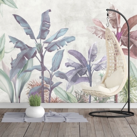 Wallpaper or wall mural plants and flowers watercolor style