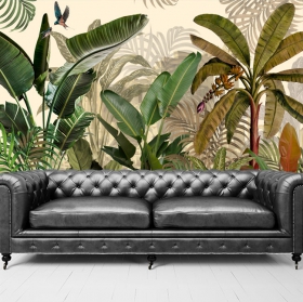 Tropical plants hummingbird wallpaper or mural