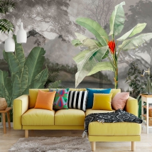 Wall mural or wallpaper jungle or forest landscape