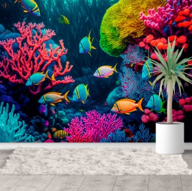 Wallpaper or mural illustration marine world corals