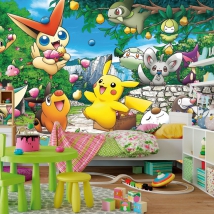 Wallpaper or photomural children's pokemon pikachu drawings