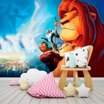 Wallpaper or photomural drawing the lion king pumba timon