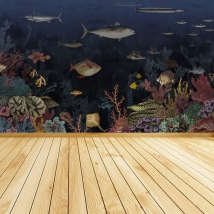 Wall mural or wallpaper seabed fish