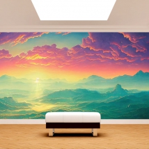 Wall mural or wallpaper sunrise mountains and clouds