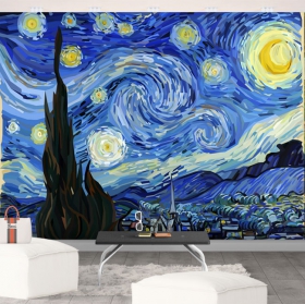 Wallpaper or mural painting starry night van gogh