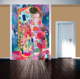 Wall mural or wallpaper painting the hug klimt