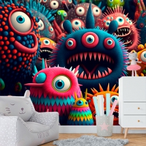 Wallpaper or mural children's monsters