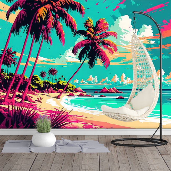 🥇 Wall mural or wallpaper modern youth landscape tropical beach 🥇