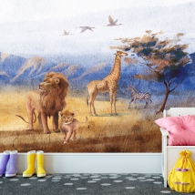 African safari landscape wallpaper or mural