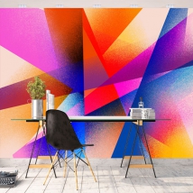 Modern textured colorful abstract geometric wallpaper or wall mural