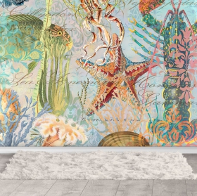 Wall mural or wallpaper marine animals illustration