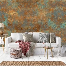 Modern blue and copper gold texture wall mural or wallpaper