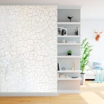 Wall mural or wallpaper cracked white texture