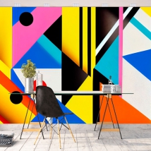 Wall mural or wallpaper painting geometric abstract art